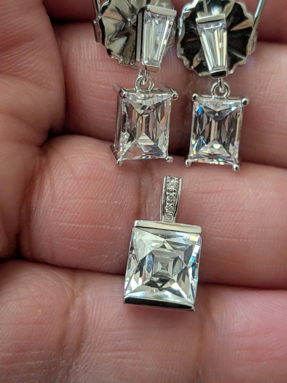 TYCOON Designer CZ Drop Earrings & Pendant Necklace Set